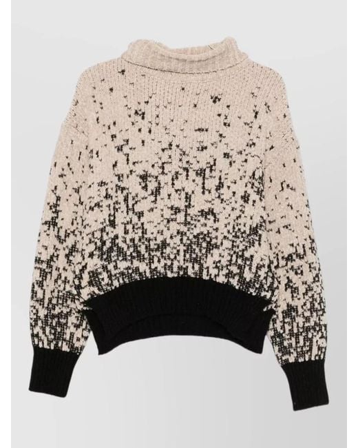 Alysi White Gradient Roll Neck Chenille Knit Sweater