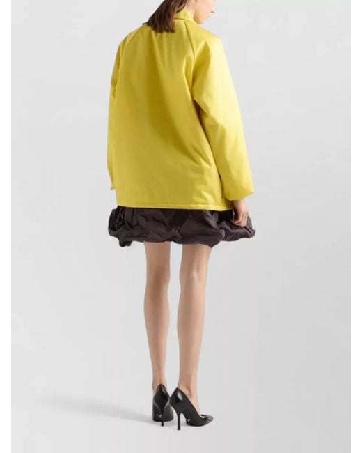 Prada Yellow Collared Coat Front Pockets Long Sleeves
