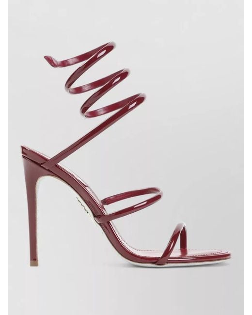 Rene Caovilla Pink Spiral Strap Stiletto Heel Open Toe Pumps