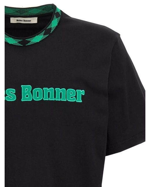 Wales Bonner Black Organic Cotton Regular-Fit Logo T-Shirt for men