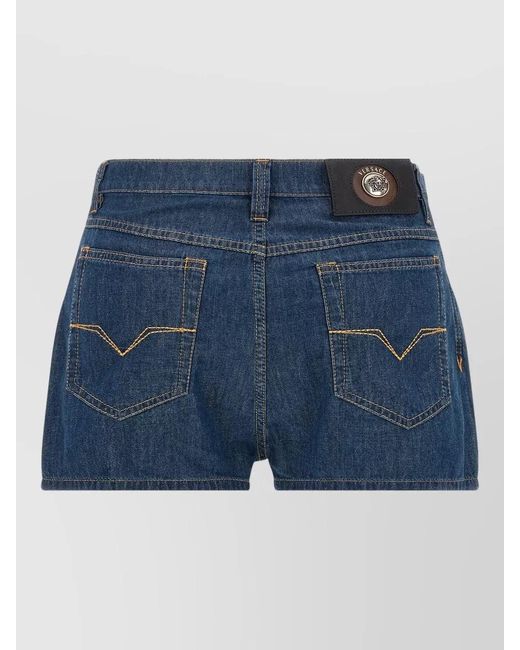 Versace Blue High-Rise Denim Shorts