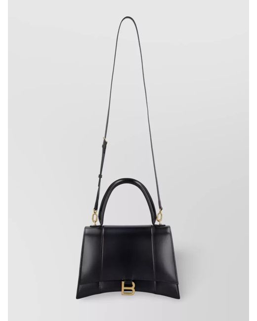 Balenciaga Black Hourglass Medium Leather Shoulder Bag