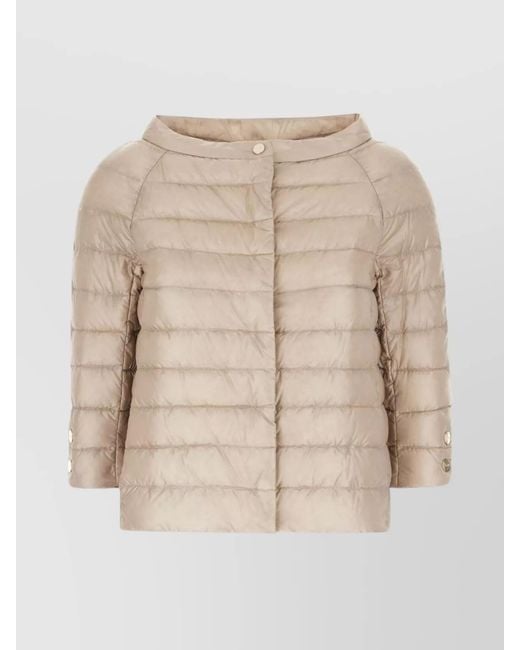 Herno Natural Quilted 3/4 Sleeves Lightweight Down Jacket