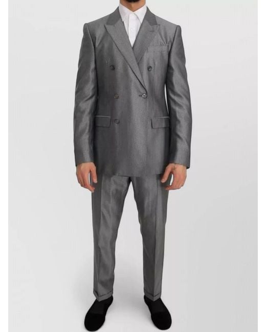Dolce & Gabbana Gray Wool Slim-Fit Blazer for men