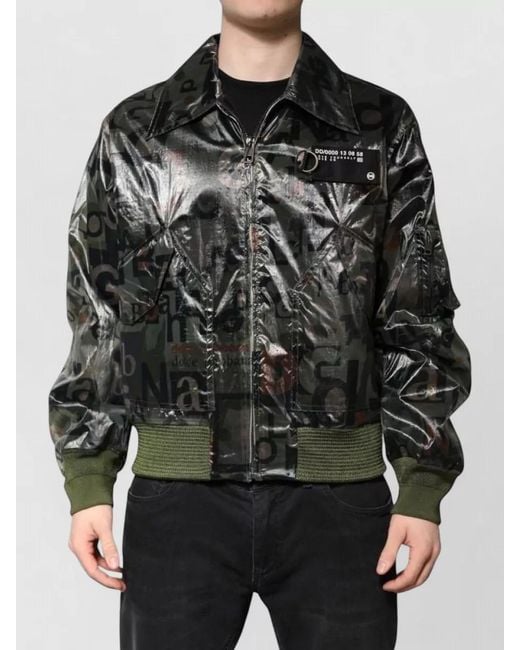 Dolce & Gabbana Black Logo Print Bomber Jacket for men