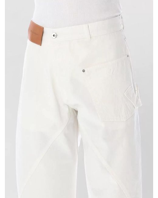 J.W. Anderson White Twisted Workwear Jeans Wide Leg Design for men
