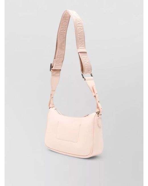 Emporio Armani Pink Logo Strap Baguette Style Shoulder Bag