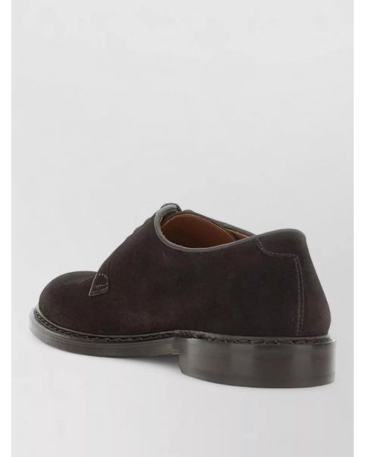 Doucal's Black Leather Derby Shoes for men