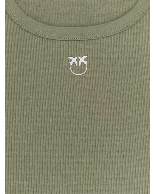 Pinko Green Ribbed Cotton Sleeveless Tank Top