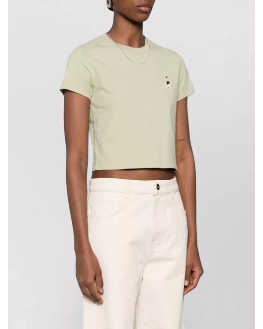 Maison Kitsuné Natural Organic Cotton Embroidered T-Shirt