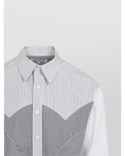 Maison Margiela Gray Striped Patchwork Cotton Shirt for men