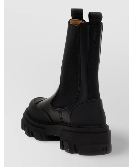 Ganni Black Leather Chelsea Ankle Boots