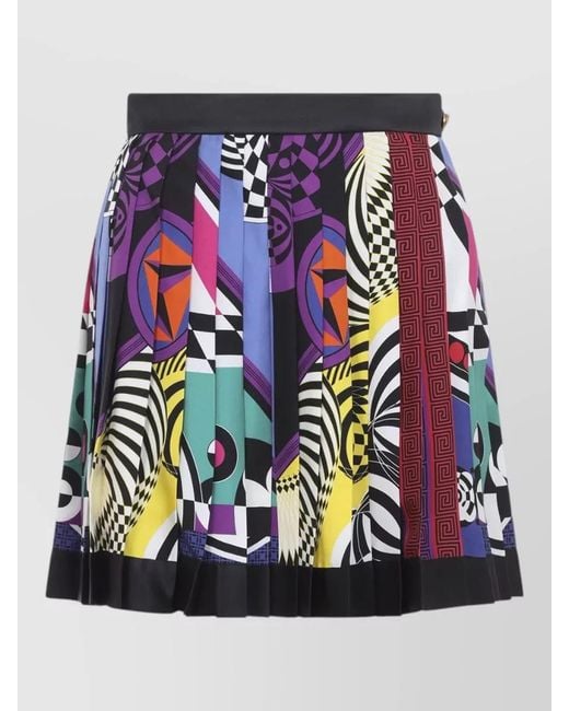 Versace Blue Silk Pleated Midi Skirt