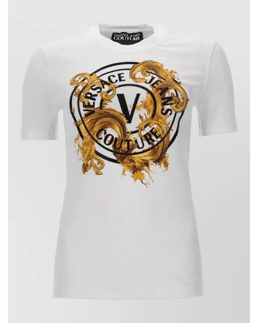 Versace Jeans Couture White Short Sleeve Crew Neck Graphic Top