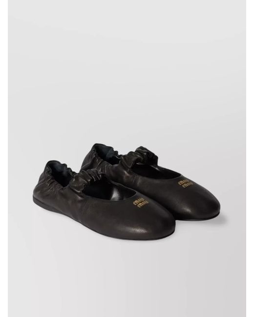 Miu Miu Black Leather Ballerina Flats