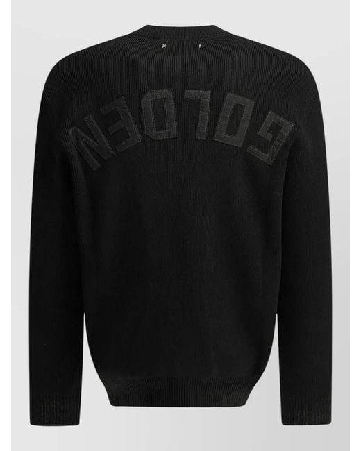Golden Goose Deluxe Brand Black Ribbed Cotton Crewneck Sweater for men