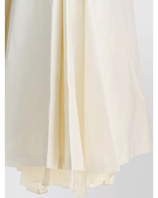 Sandbeige White High Waist Skirt Asymmetric Hem Flared