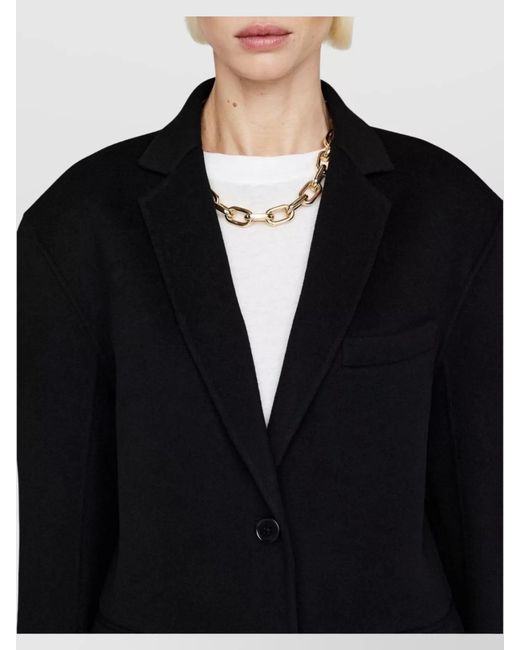 Anine Bing Black Cashmere Wool Oversized Single-Breasted Blazer