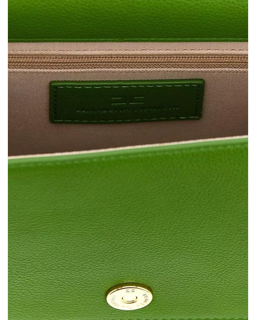 Elisabetta Franchi Green Logo-Strap Clutch Bag