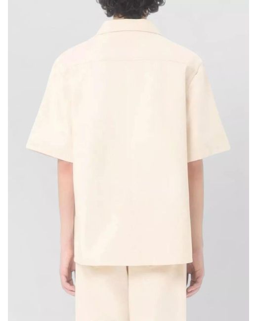 Valentino Natural Short Sleeve Shirt Denim Notched Collar Pocket for men