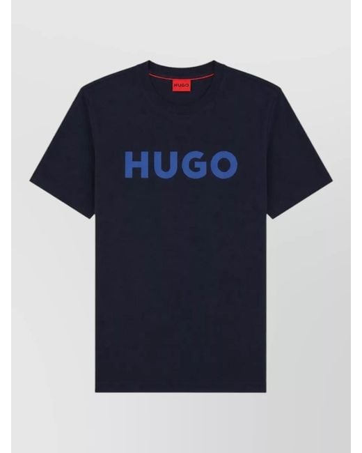 HUGO Blue Logo Crew Neck Short Sleeve Tshirt for men
