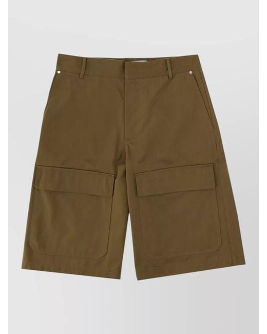 MSGM Green Cotton Shorts Logo Patch Belt Loops for men