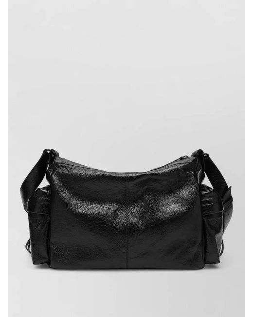 Balenciaga Black Shoulder Bag Adjustable Strap Front Zip Pocket for men