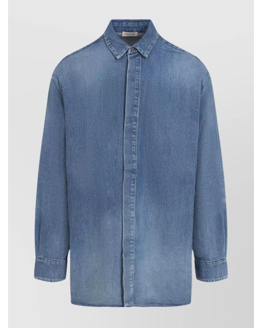 Fear Of God Blue Denim Oversized Long-Sleeve Shirt for men
