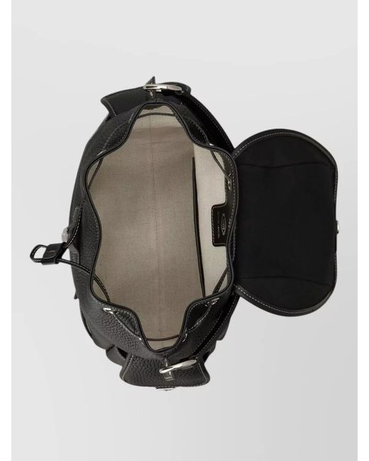 Tod's Black Mini Leather Bucket Backpack Contrast Stitching