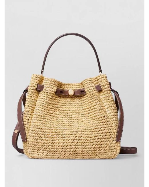 Tory Burch Natural Romy Bucket Tote Bag Crochet Raffia
