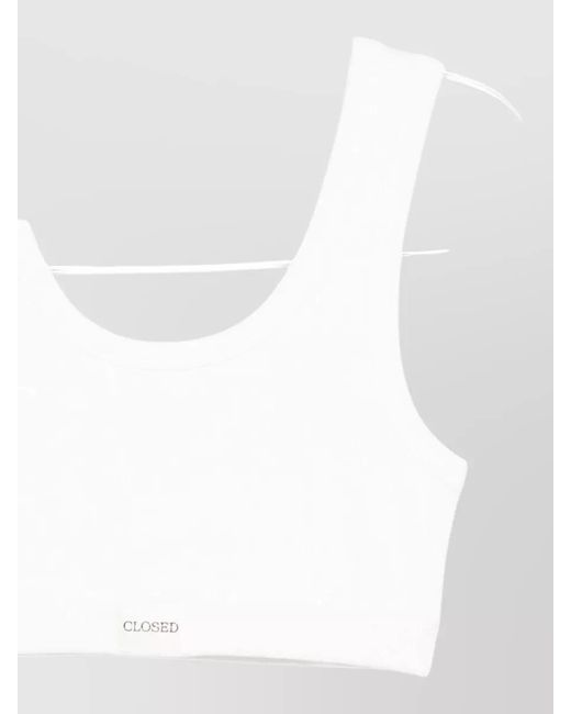 Closed White Cotton Bralette Top Cropped Scoop Neckline