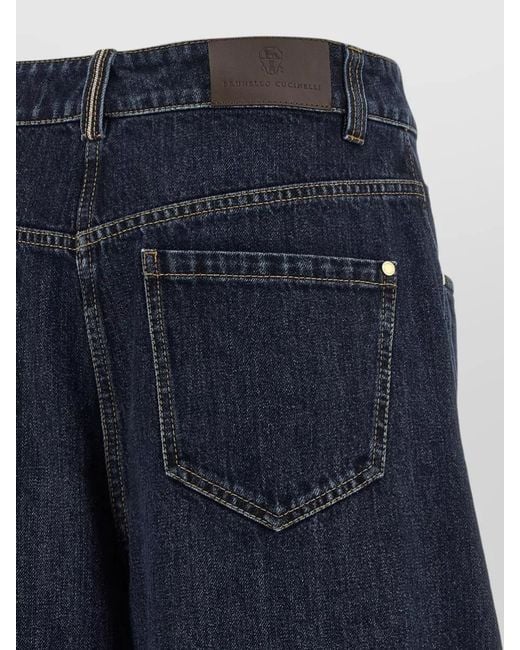 Brunello Cucinelli Blue High Waist Wide Leg Barrel Jeans