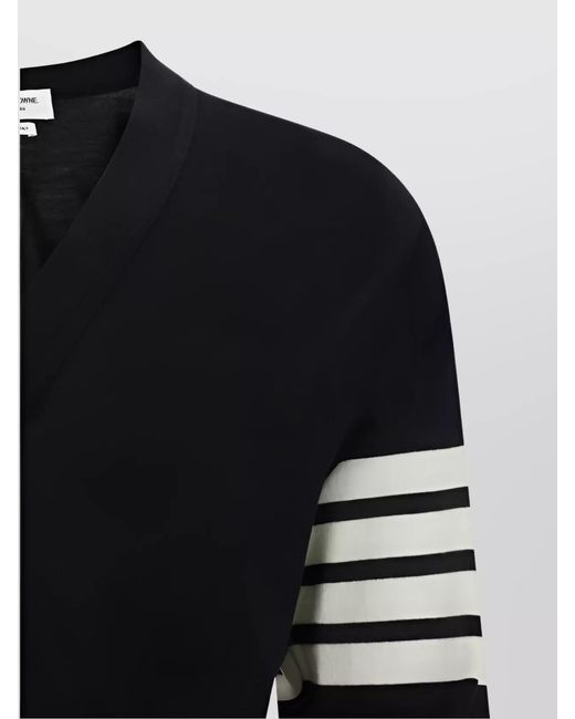 Thom Browne Black Fine-Knit Wool V-Neck Cardigan for men