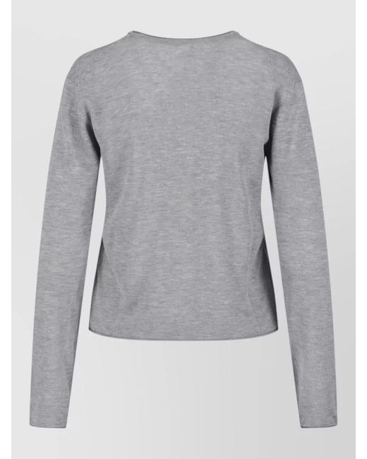 DUNST Gray Long Sleeve Round Neck Knit Top
