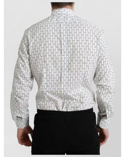 Dolce & Gabbana Gray Striped Long-Sleeve Dress Shirt for men