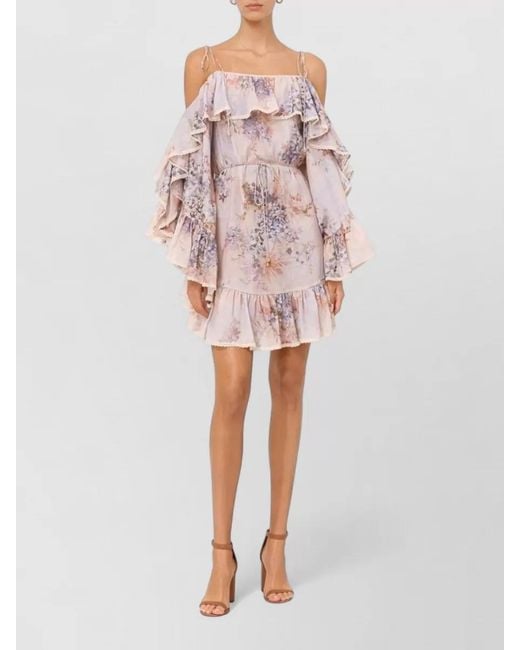 Zimmermann Pink Cotton Ruffled Mini Dress