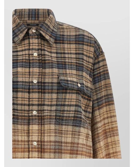 R13 Brown Oversized Boyfriend Shirt Long Sleeve Plaid