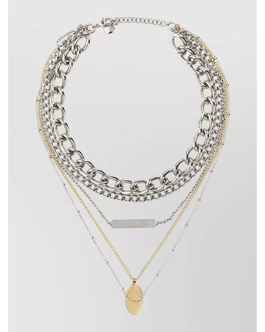 Rabanne White Layered Brass Necklace