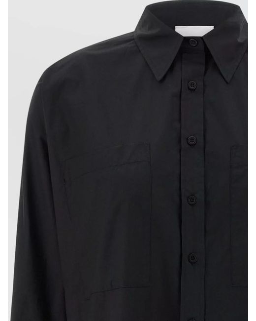 Nude Blue Collared Batwing Shirt Chest Pockets