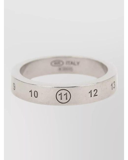 Maison Margiela White Numeric Polished Finish Contemporary Design Ring for men