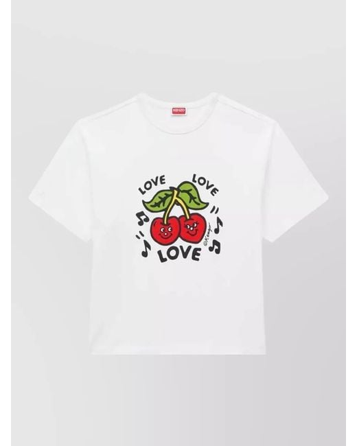 KENZO White Organic Cotton Loose Fit Graphic T Shirt