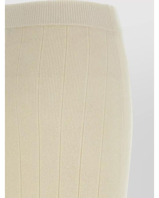Max Mara White Sante Cashmere Ribbed Knit Midi Skirt
