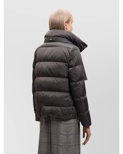 Herno Black Luxe Satin Padded Jacket With High Collar