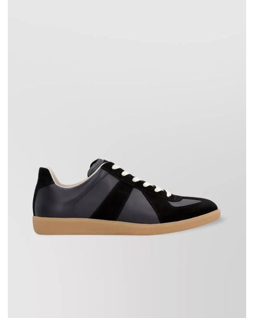 Maison Margiela Black Leather Low-Top Sneakers for men