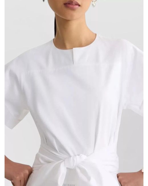 Patou White Short-Sleeve Knotted Midi Dress