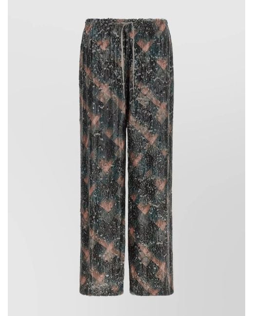 Dries Van Noten Gray Viscose Wide-Leg Trousers