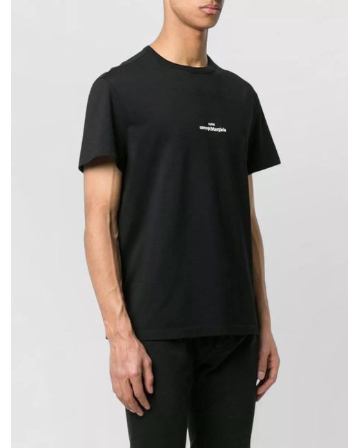 Maison Margiela Black Cotton Embroidered Short-Sleeve T-Shirt for men