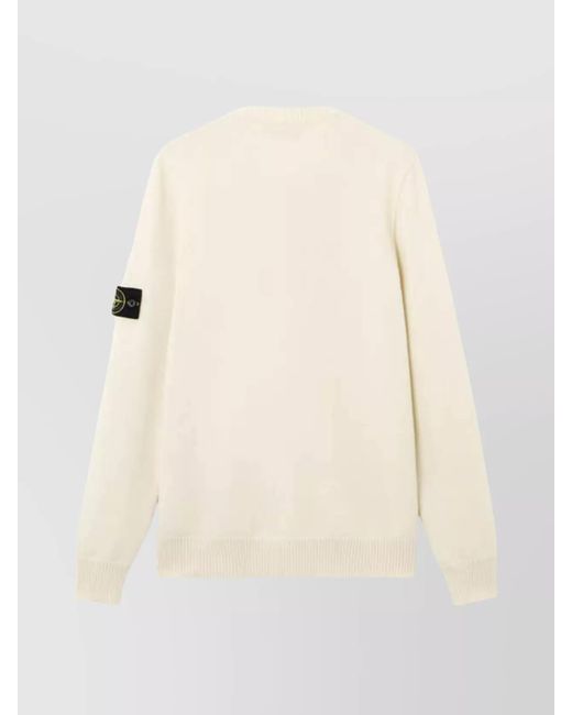 Stone Island Natural Wool Crewneck Ribbed Jumper for men