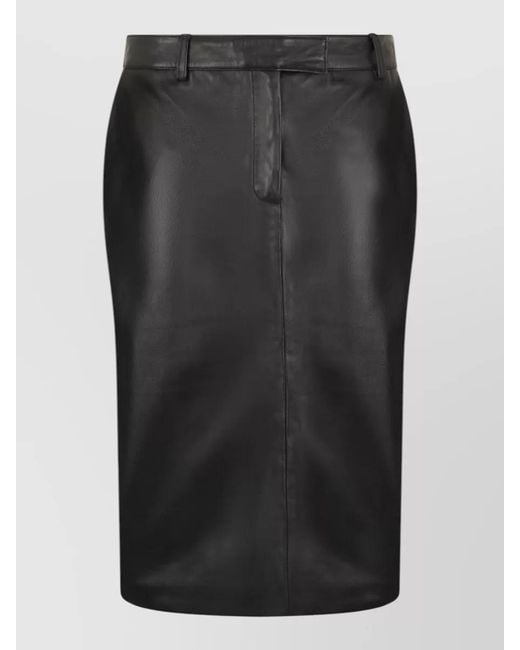 GIUSEPPE DI MORABITO Black High Waist Leather Midi Skirt