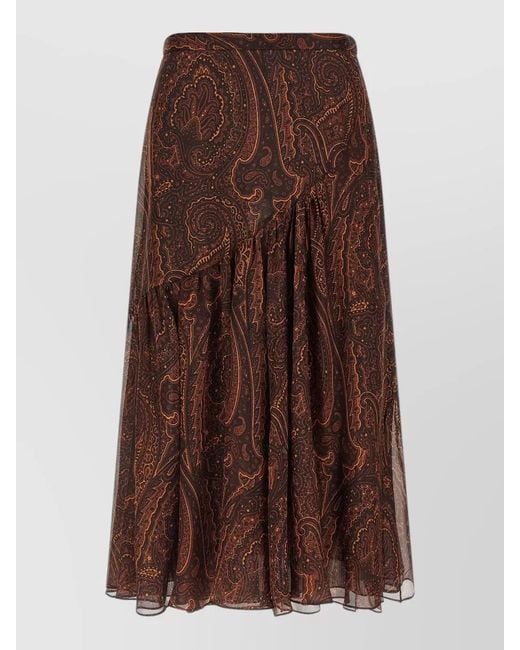 Etro Brown Paisley Maxi Skirt Feminine Flowy Design